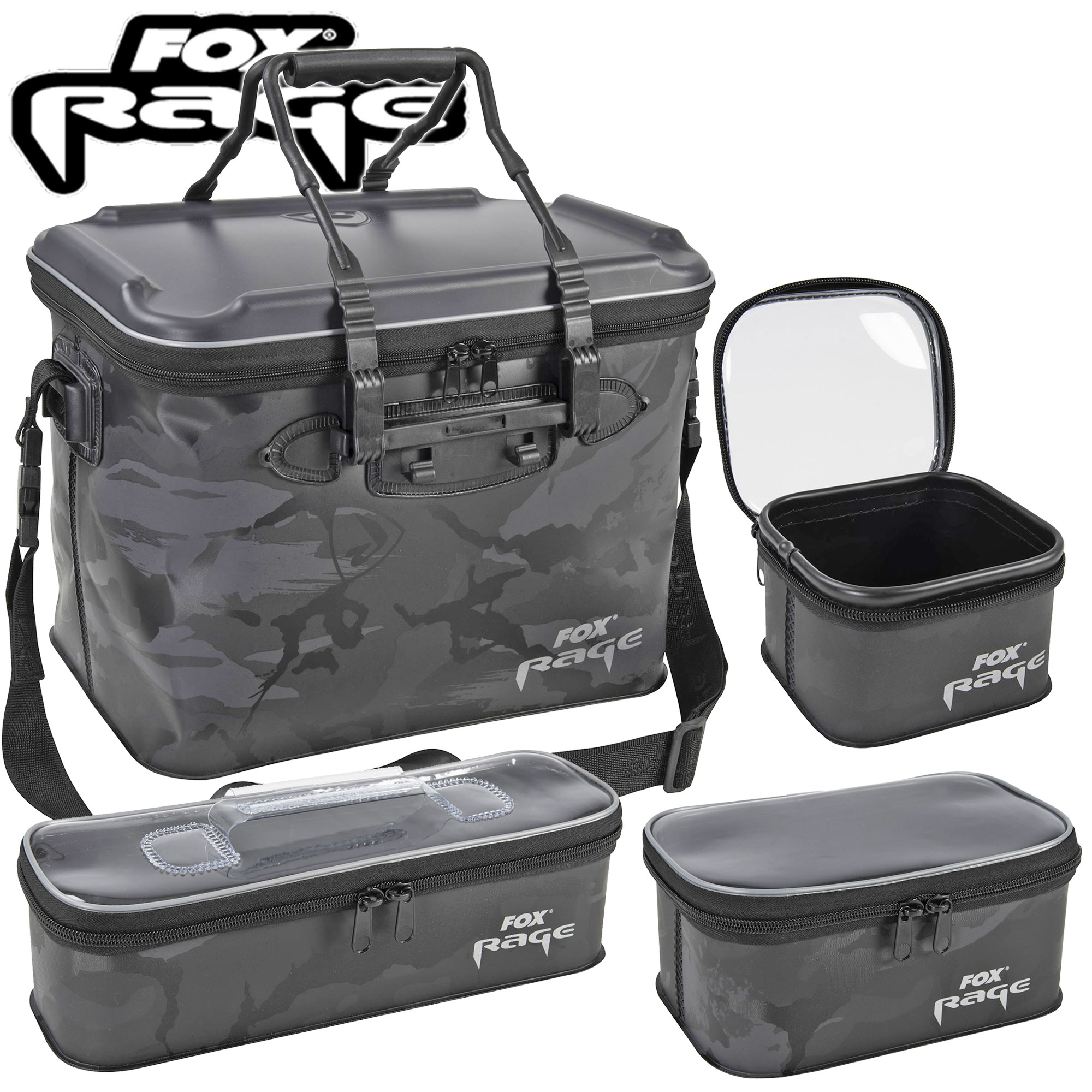 Pack Bagagerie Fox Rage Camo Welded Bag + 3 Trousses Accessory Bag